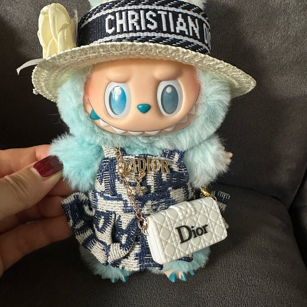 Dior Labubu doll in Blue and White Key Ring or Bag Charm